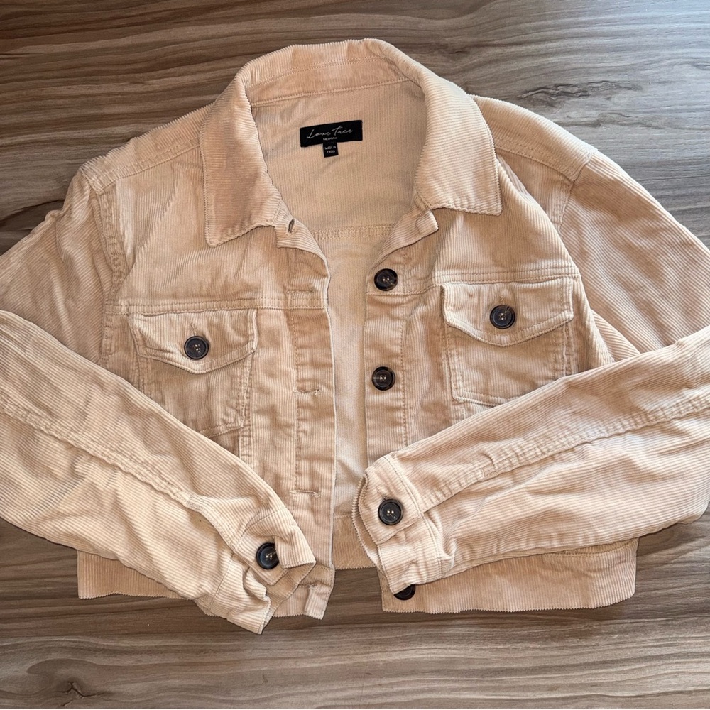 Love Tree Beige Corduroy Jean Jacket